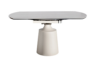 Стол обеденный раскладной круглый керамический белый/бежевый