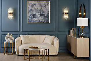 Диван двухместный велюровый бежевый с кантом