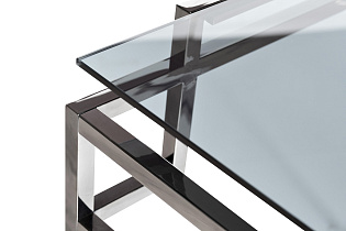 Столик журнальный темное стекло/темный хром