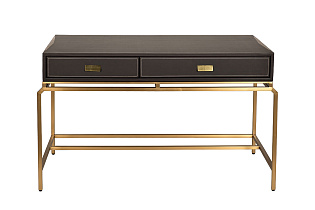 Стол письменный коричневый/матовое золото