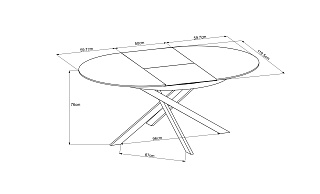 Стол обеденный раскладной круглый керамический белый 9 (превью)
