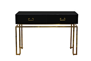 Консоль с ящиками черное стекло/золото 1 (превью)