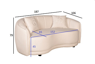 Диван двухместный велюровый бежевый