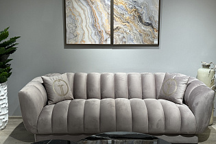 Диван Fabio трехместный велюровый бежевый 9 (превью)