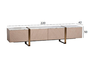 Тумба под телевизор светлый шпон/мраморная столешница 7 (превью)