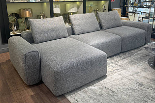 Диван Турин (Turin) трехместный с канапе раскладной черно-серый