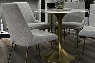 Стол обеденный круглый белый/золото