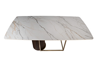 Стол обеденный прямоугольный белый/золото