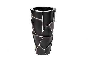 Кашпо черное с серебром