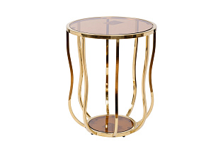 Столик журнальный круглый золотой