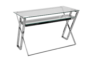 Стол письменный прозрачное стекло/хром