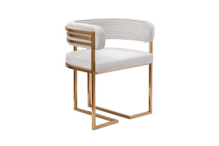 Стул велюровый светло-серый/матовое золото