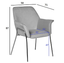 Кресло велюровое светло-серое на металлических ножках 6 (превью)