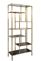 Стеллаж с черным стеклом (золотой)