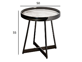 Столик журнальный белый керамогранит/черный хром
