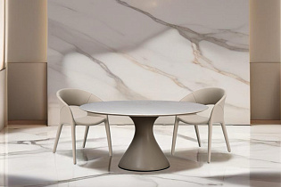 Стол обеденный круглый мраморный/основание бежевое 6 (превью)