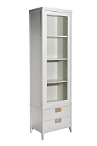 Шкаф-витрина со стеклянным фасадом с тумбочкой прикроватной с 2-мя ящиками бежевый