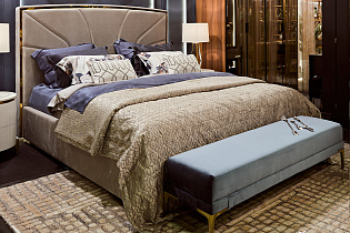 Кровать Lancy велюровая серая