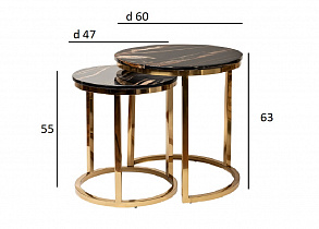 Набор из 2х журнальных столиков (искусственный мрамор/золото)