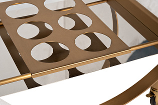 Стол-тележка сервировочная прозрачное стекло/латунь