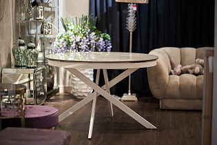 Стол обеденный раскладной круглый керамический белый 12 (превью)