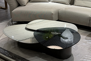 Стол журнальный стекло/мрамор белый