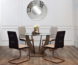 Стол обеденный со стеклом круглый