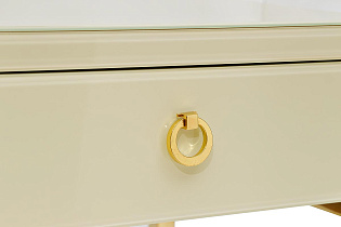 Тумбочка с выдвижным ящиком и стеклянными панелями бежевая 3 (превью)