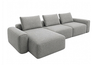 Диван Турин (Turin) трехместный с канапе раскладной черно-серый