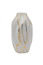 Ваза керамическая белая с золотым декором
