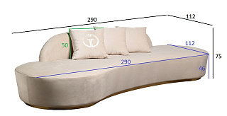 Диван Lea трехместный велюровый кремовый