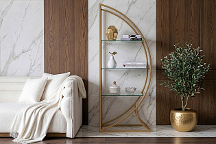 Стеллаж "Полусфера" прозр.стекло/золото