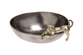 Блюдо декоративное «Ягуар» черное с золотом 1 (превью)