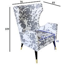 Кресло серо-белое с ушками