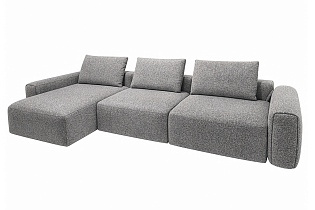 Диван Турин (Turin) трехместный с канапе раскладной черно-серый