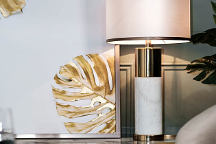 Холст «Золотые листья монстеры-1» в багете латунь 4 (превью)