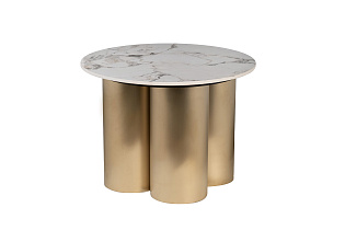 Стол журнальный круглый керамогранит белый